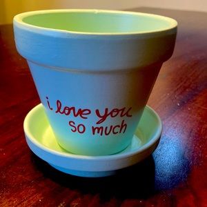 Mint green planter by local artist in Austin, Texas.